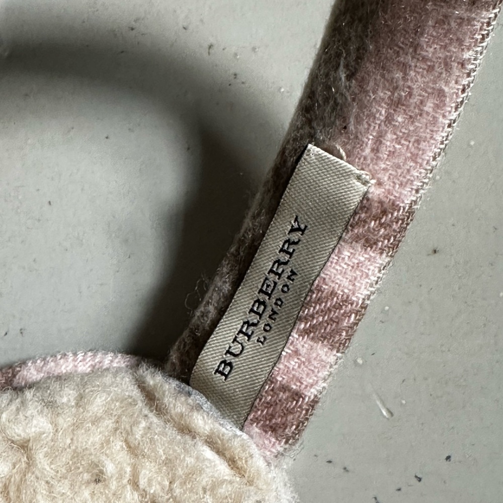 Burberry Plush Shearling Lined Earmuffs in Pale Pink - Picture 2 of 10